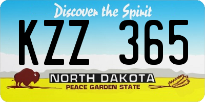 ND license plate KZZ365