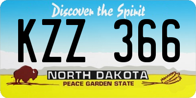 ND license plate KZZ366