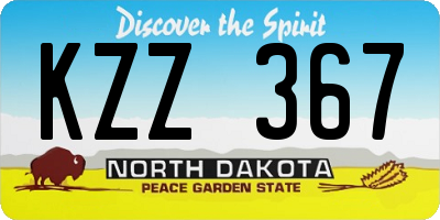 ND license plate KZZ367