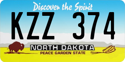 ND license plate KZZ374