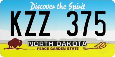 ND license plate KZZ375