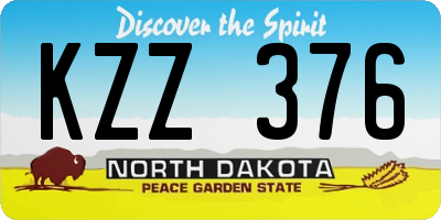 ND license plate KZZ376