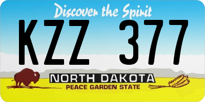 ND license plate KZZ377