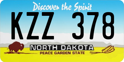 ND license plate KZZ378