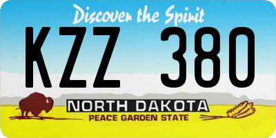 ND license plate KZZ380