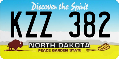 ND license plate KZZ382