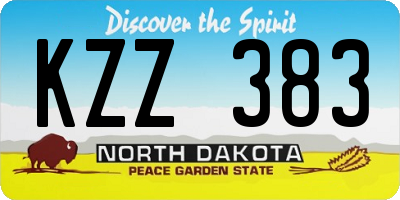 ND license plate KZZ383