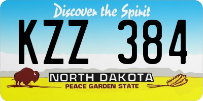 ND license plate KZZ384