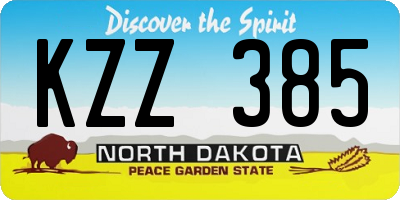 ND license plate KZZ385