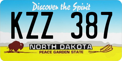 ND license plate KZZ387