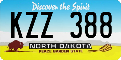 ND license plate KZZ388