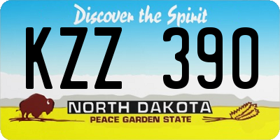 ND license plate KZZ390