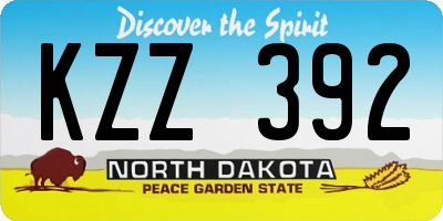 ND license plate KZZ392