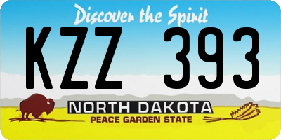 ND license plate KZZ393