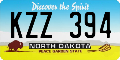 ND license plate KZZ394