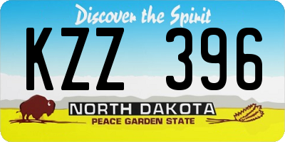 ND license plate KZZ396