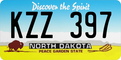 ND license plate KZZ397