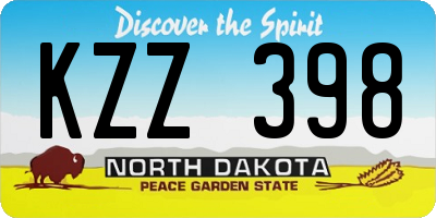 ND license plate KZZ398