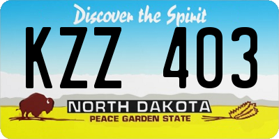 ND license plate KZZ403