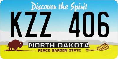 ND license plate KZZ406