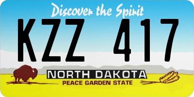 ND license plate KZZ417
