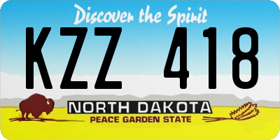 ND license plate KZZ418