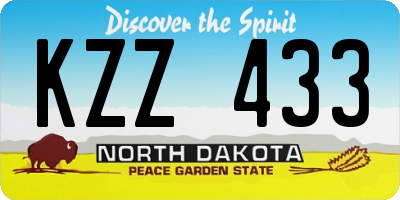 ND license plate KZZ433