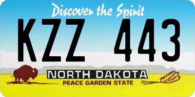 ND license plate KZZ443