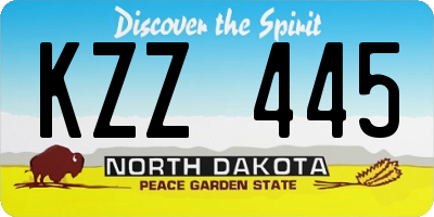 ND license plate KZZ445