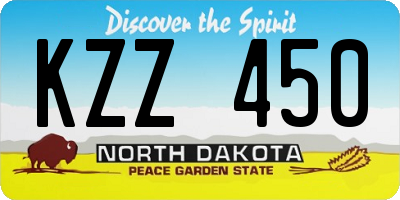 ND license plate KZZ450