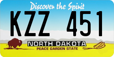 ND license plate KZZ451