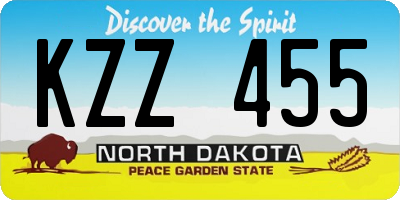 ND license plate KZZ455