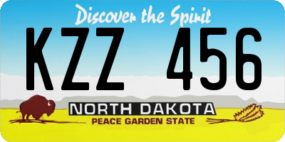 ND license plate KZZ456