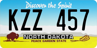 ND license plate KZZ457