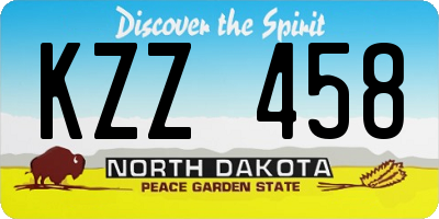 ND license plate KZZ458