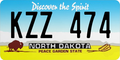 ND license plate KZZ474