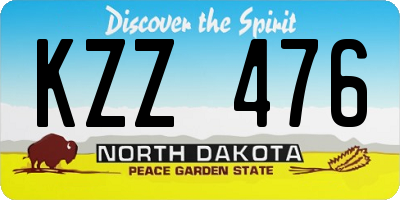 ND license plate KZZ476