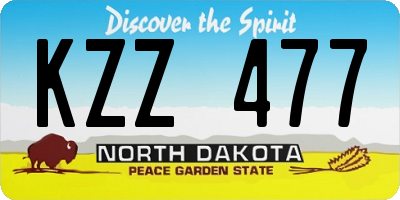 ND license plate KZZ477