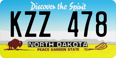 ND license plate KZZ478