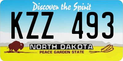 ND license plate KZZ493