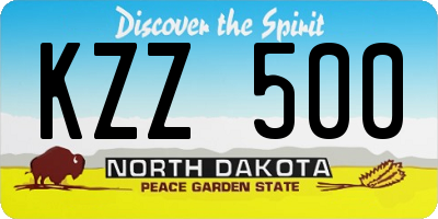 ND license plate KZZ500