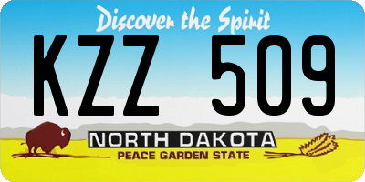 ND license plate KZZ509