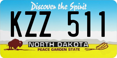 ND license plate KZZ511