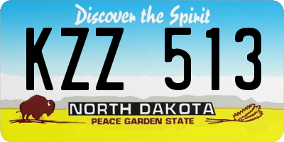 ND license plate KZZ513