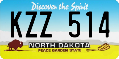 ND license plate KZZ514