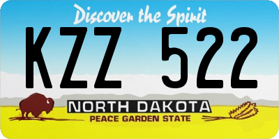 ND license plate KZZ522