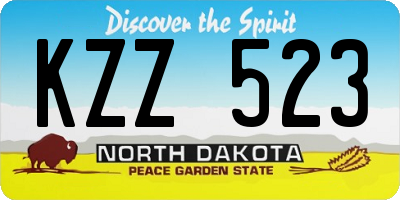 ND license plate KZZ523