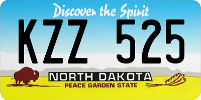 ND license plate KZZ525