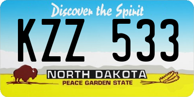 ND license plate KZZ533