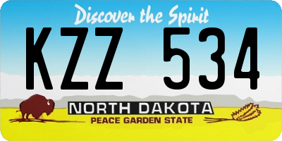 ND license plate KZZ534